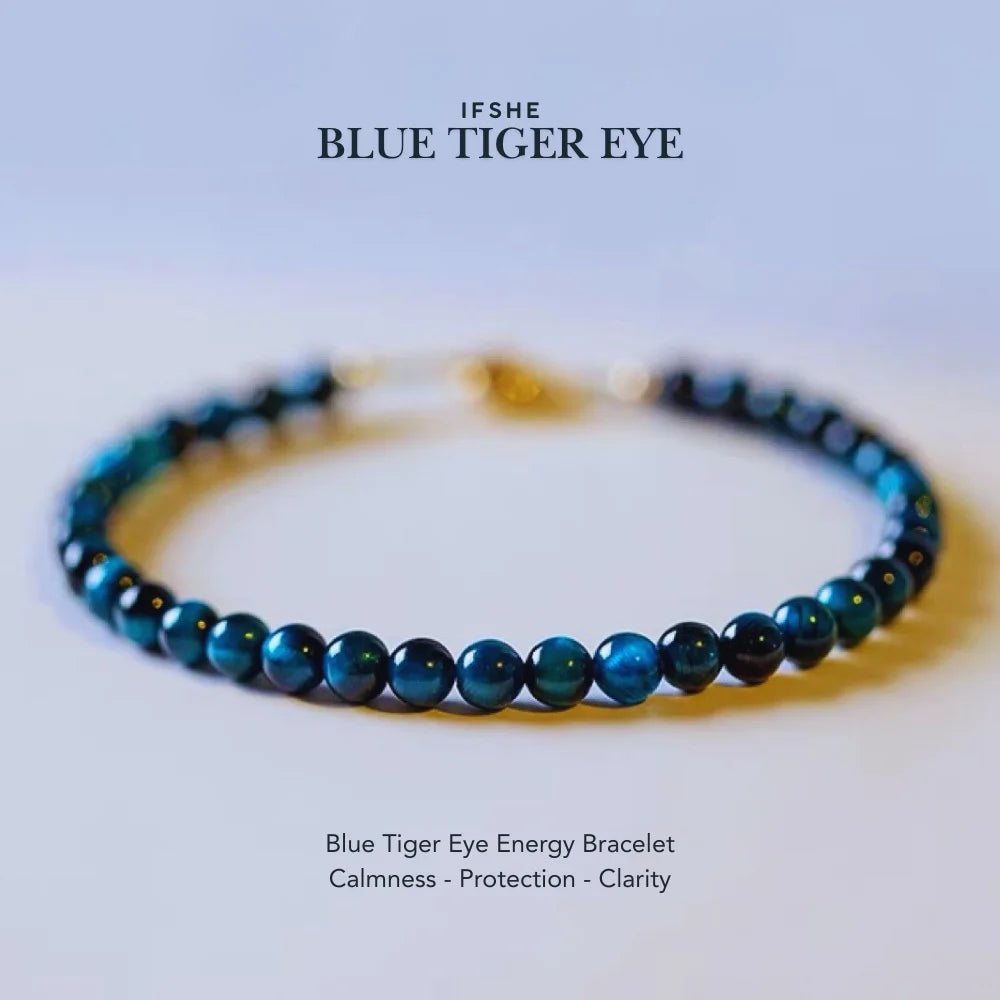 Blue Tiger Eye Energy Bracelet – Calming 4mm Crystal for Inner Peace & Clarity