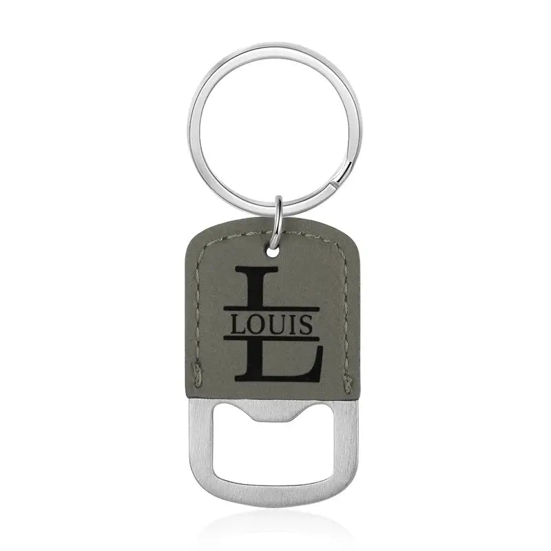 Bottle Opener Keyring | Men's Leather Keyring | Initial Keyring | Name Keyring