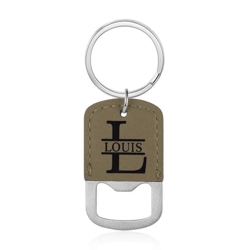 Bottle Opener Keyring | Men's Leather Keyring | Initial Keyring | Name Keyring