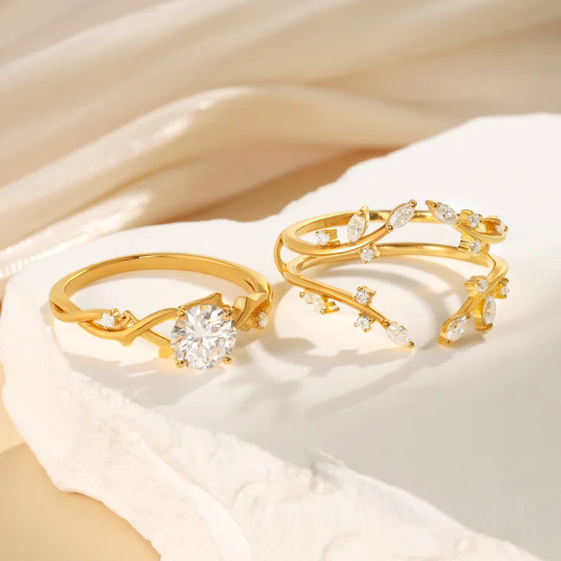 Branch Bridal Moissanite Two Rings Set