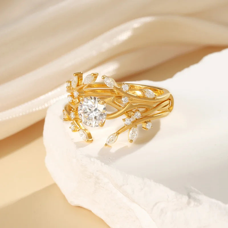 Branch Bridal Moissanite Two Rings Set