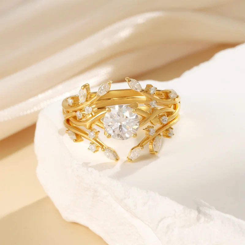 Branch Bridal Moissanite Two Rings Set