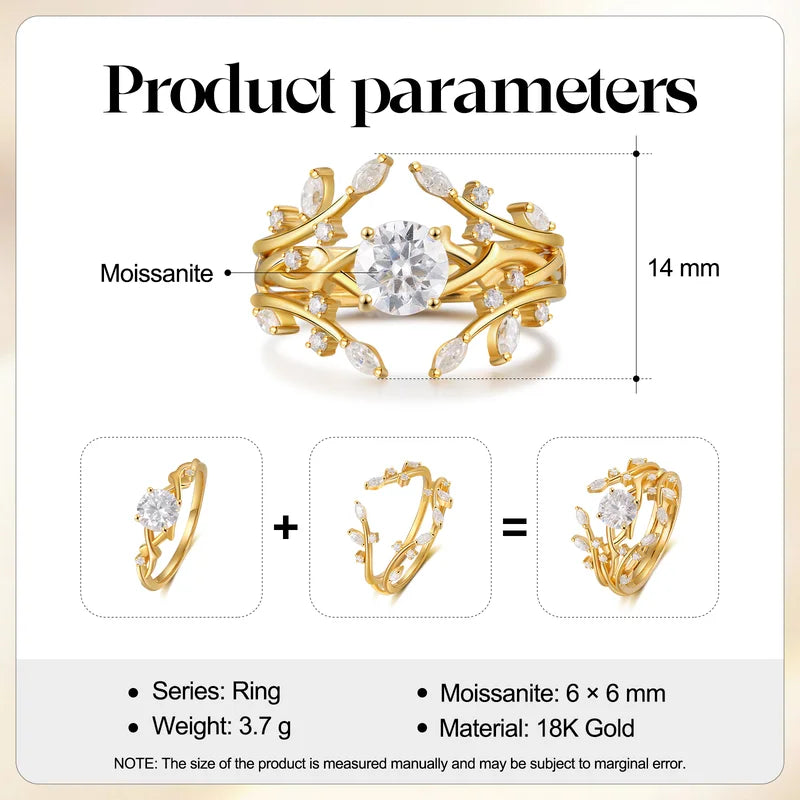 Branch Bridal Moissanite Two Rings Set