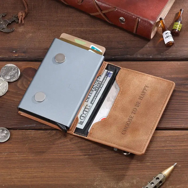 Brown Leather Men's Personalised Wallet with Engraving