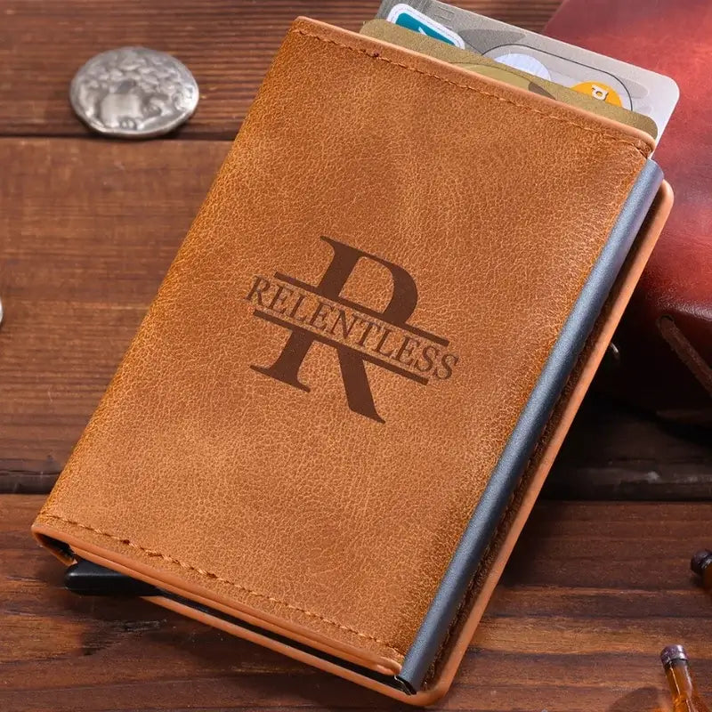 Brown Leather Men's Personalised Wallet with Engraving