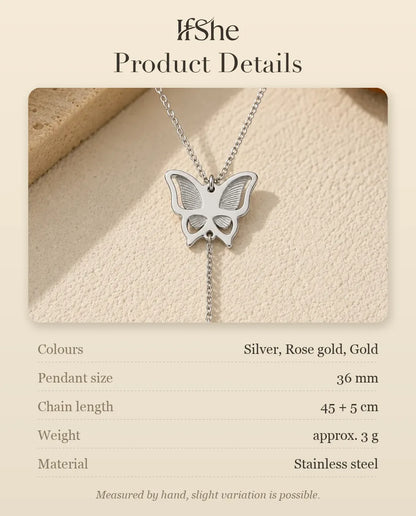 Personalised Butterfly Photo Projection Necklace - size and material details