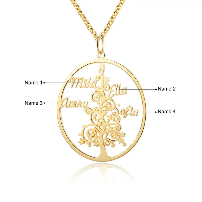 Christmas Tree Personalised Name Necklace Silver/Gold/Rose Gold, Personalised Necklace with 3-6 Name, Name Jewellery