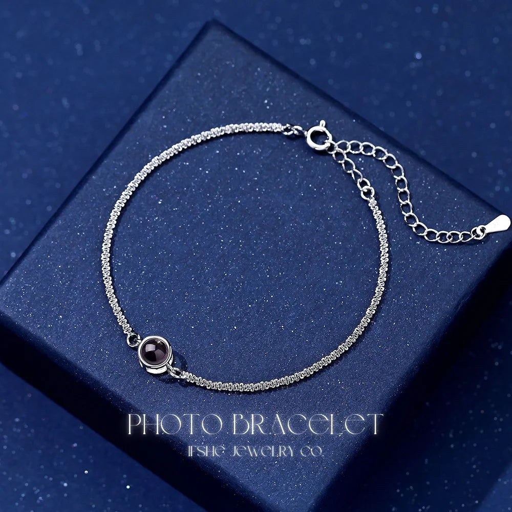 Circle Projection Charm Bracelet with Picture Inside - Photo Bracelet - Picture Bracelet