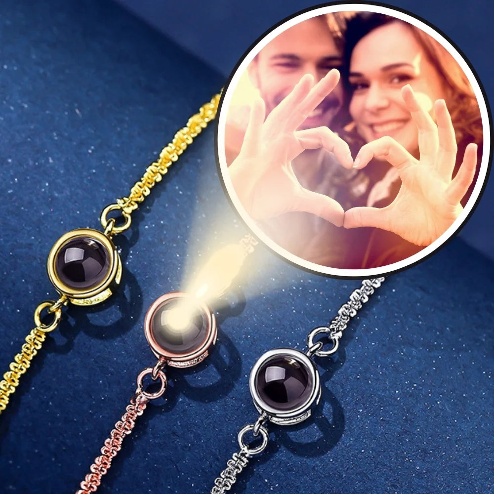 Circle Projection Charm Bracelet with Picture Inside - Photo Bracelet - Picture Bracelet