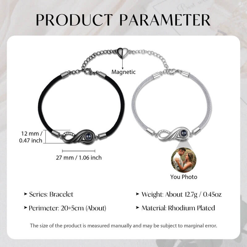 Couple Photo Projection Bracelet Infinity Charms