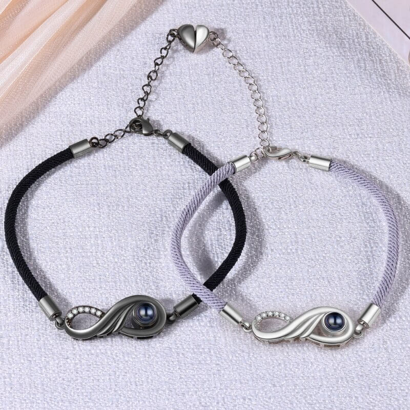 Couple Photo Projection Bracelet Infinity Charms