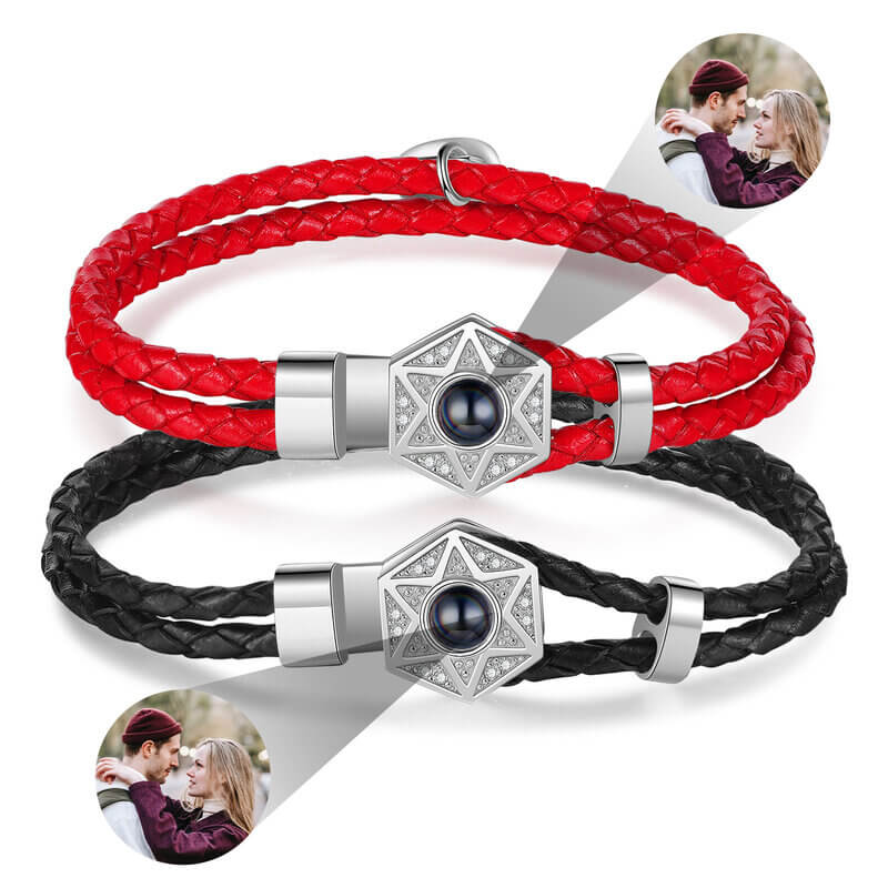 Couple Photo Projection Bracelets Hexagram Charms