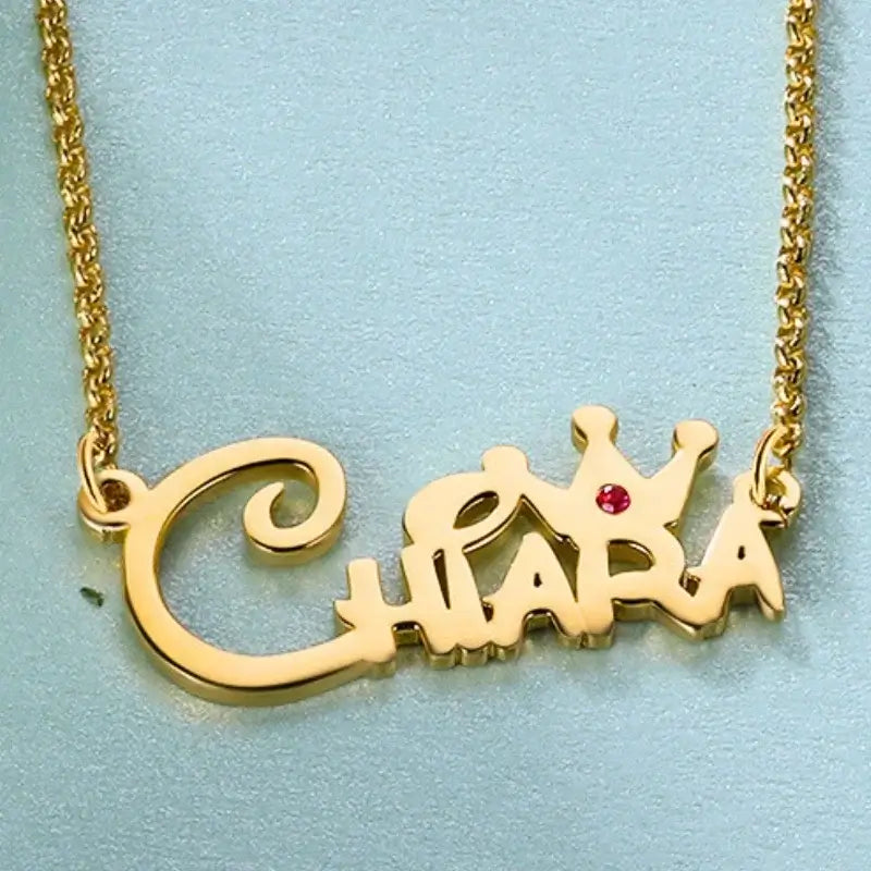 Custom name 2025 necklace with crown