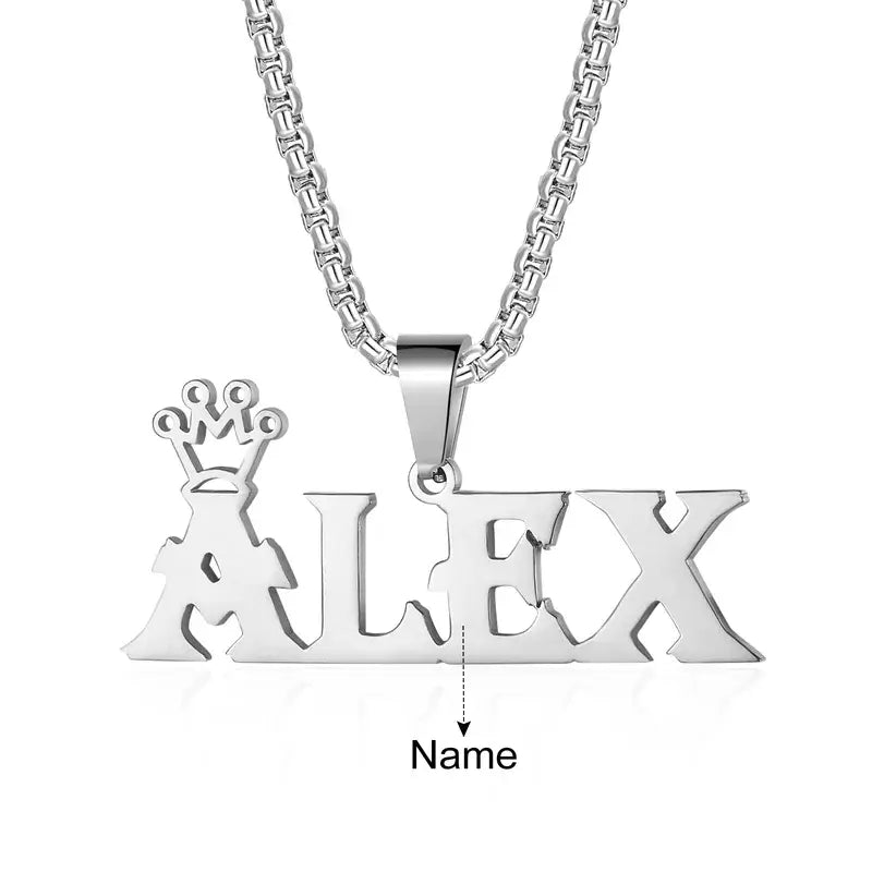 Sterling Silver Name Necklace for Her, Crown Personalised Name Necklace, Custom Name Necklace Silver/Gold/Rose Gold