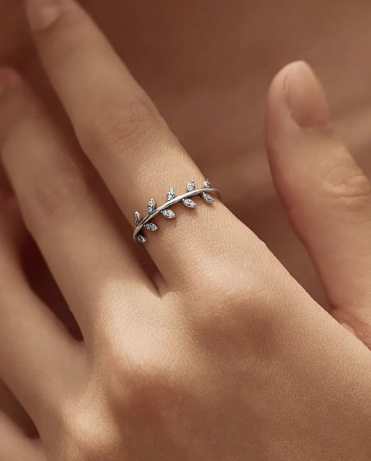 Cubic Zirconia Leaf Ring