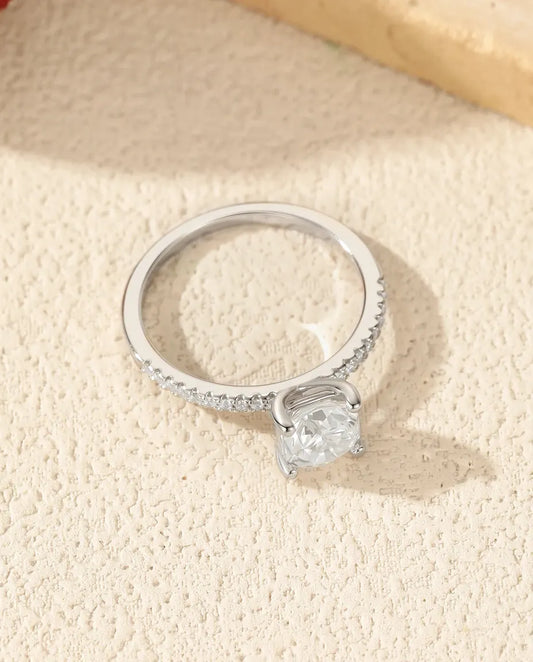 1 ct cushion cut moissanite solitaire engagement ring in 925 sterling silver