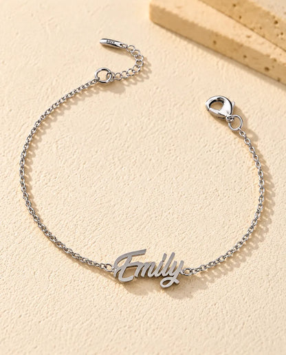 Sterling Silver Personalised Name Bracelet - three-quarter view
