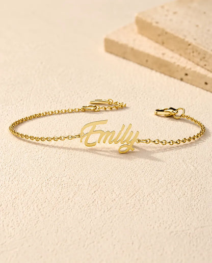 Sterling Silver Personalised Name Bracelet - in gold finish