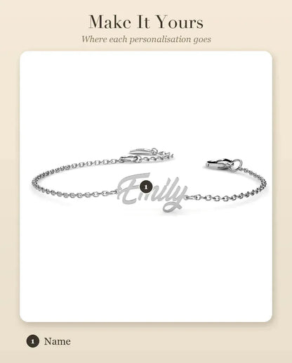 Sterling Silver Personalised Name Bracelet - personalisation guide: where each name goes
