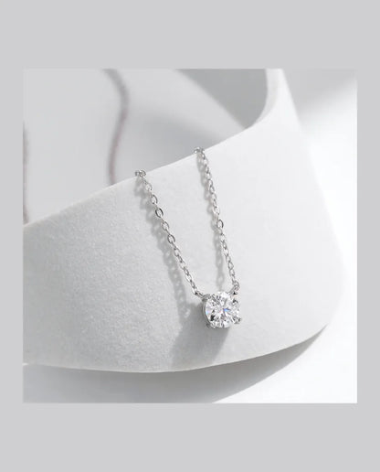 0.8ct moissanite solitaire necklace in 925 sterling silver, dainty round pendant for women