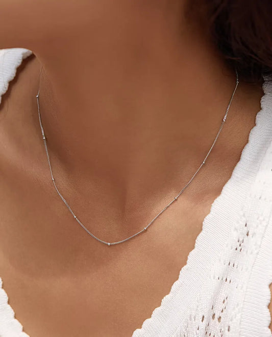 Satellite Chain Necklace in 925 Sterling Silver - worn on a model