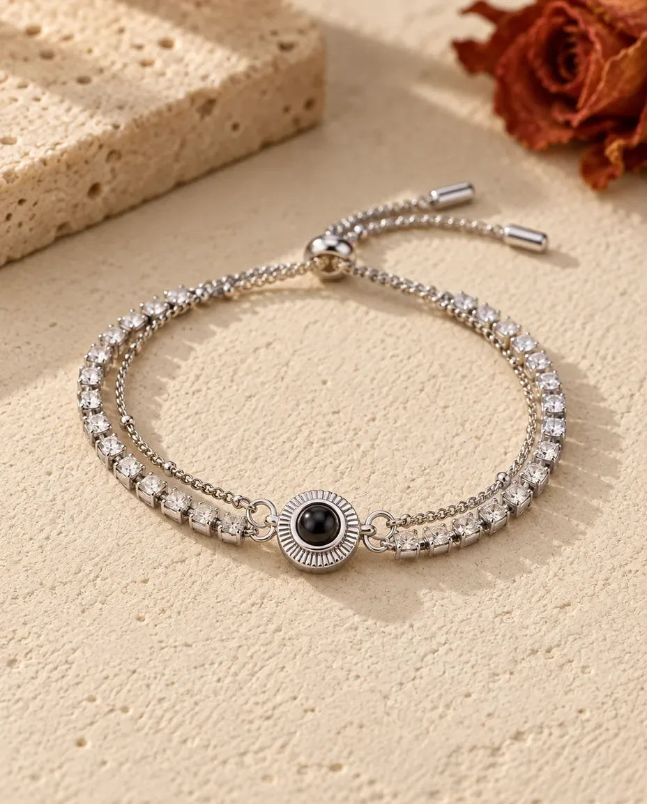 Photo Projection Bracelet - front view in silver