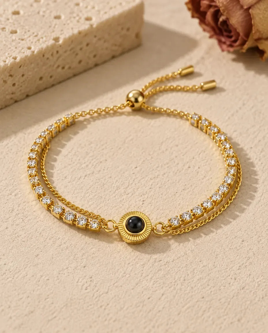 Photo Projection Bracelet - in gold finish