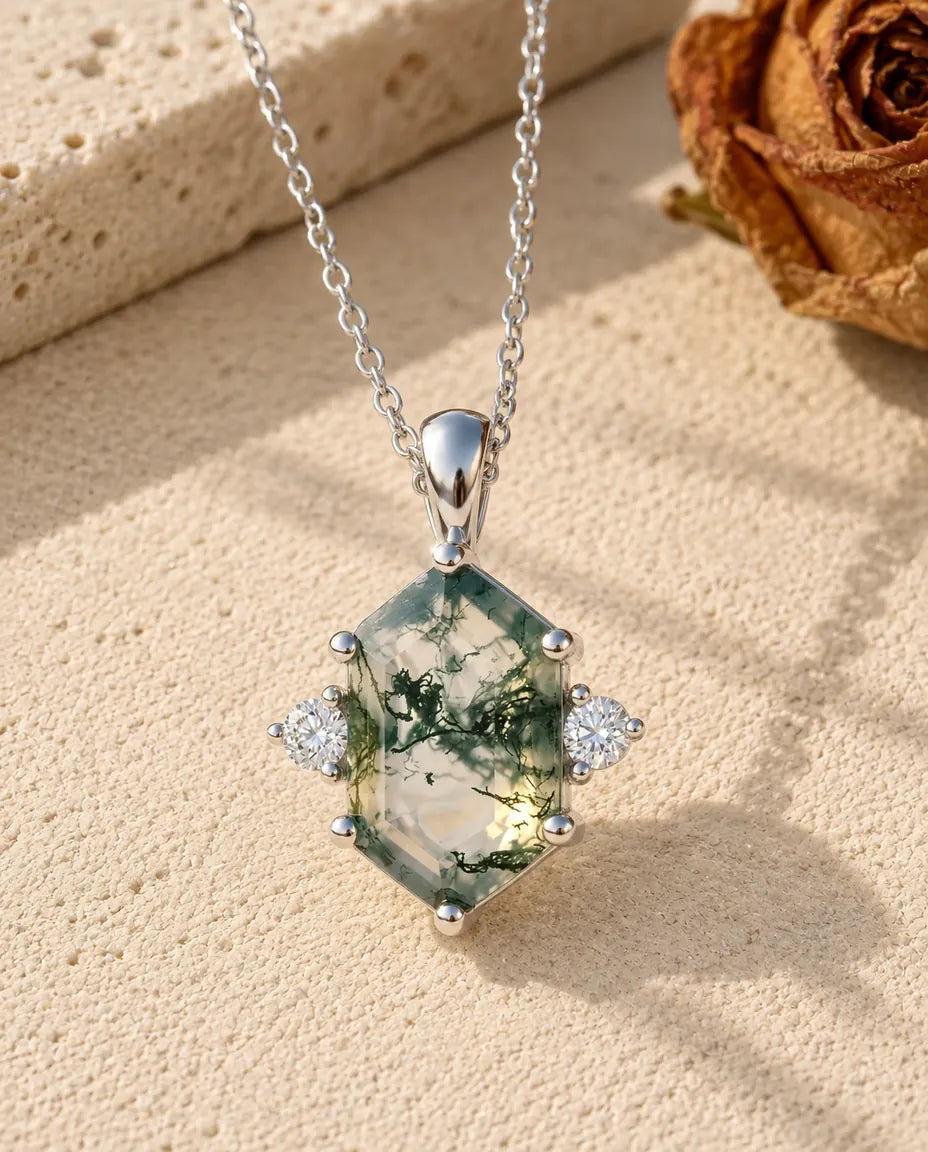 Moss Agate Necklace - front view