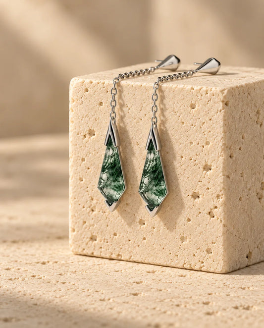 Moss Agate Earrings - the pair of earrings