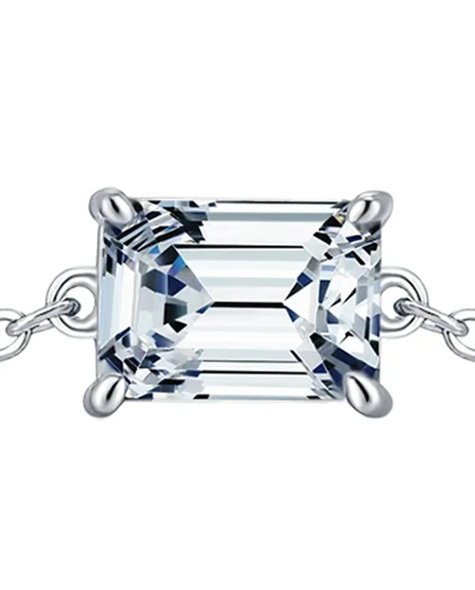 Emerald cut moissanite bracelet, 1ct D colour, 925 sterling silver