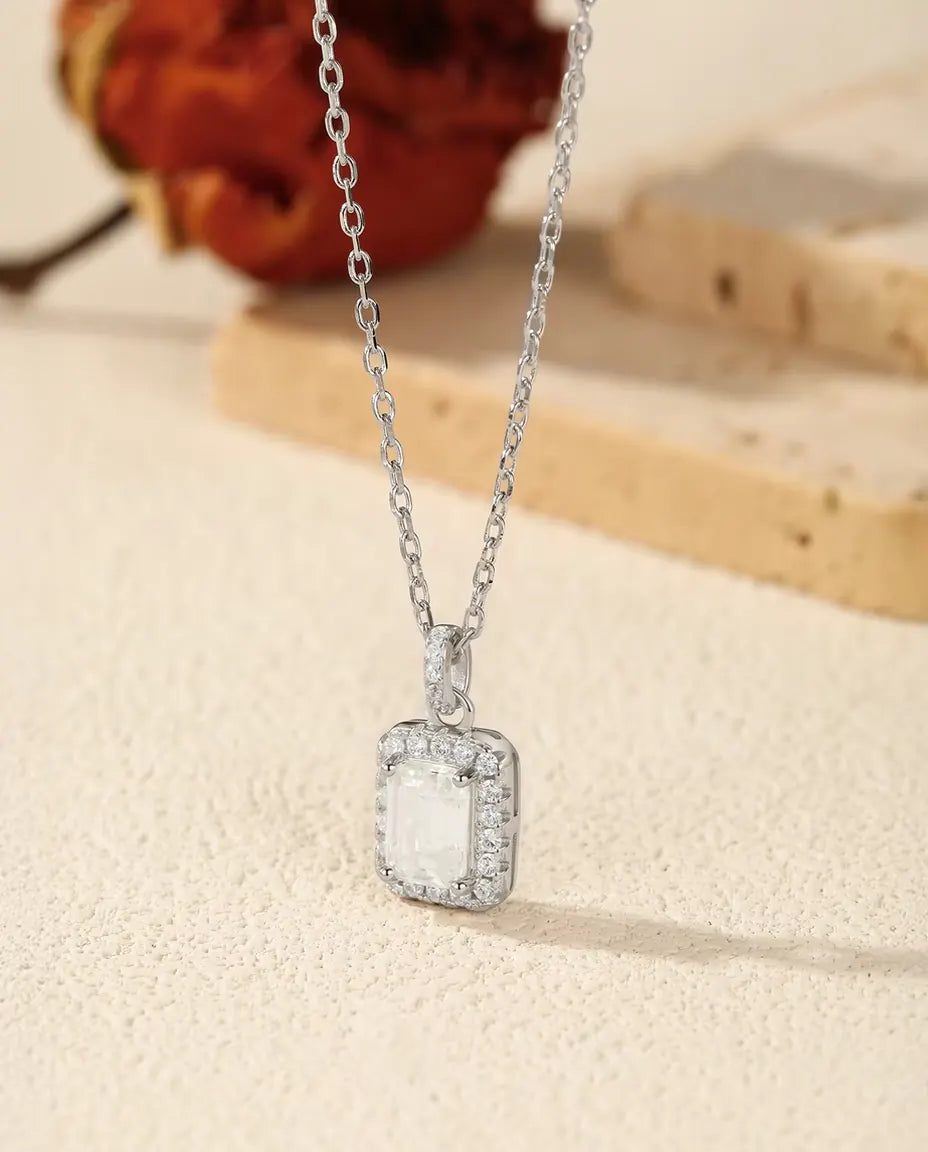 Emerald Cut Moissanite Jewellery Set in 925 Sterling Silver