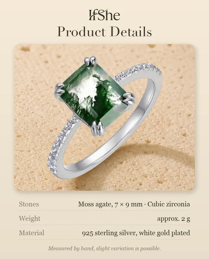 Moss Agate Ring - size and material details