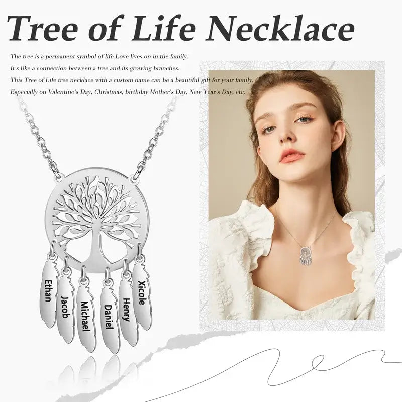 Family Tree Necklace | Engraved Family Name Necklace