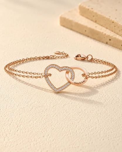 Personalised Interlocking Heart Bracelet - in rose gold finish