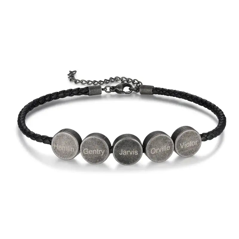 Engraved Men’s Name Bracelet | Personalised Men’s Beads Bracelet