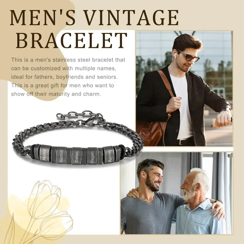 Engraved Men’s Name Bracelet | Personalised Men’s Bracelet