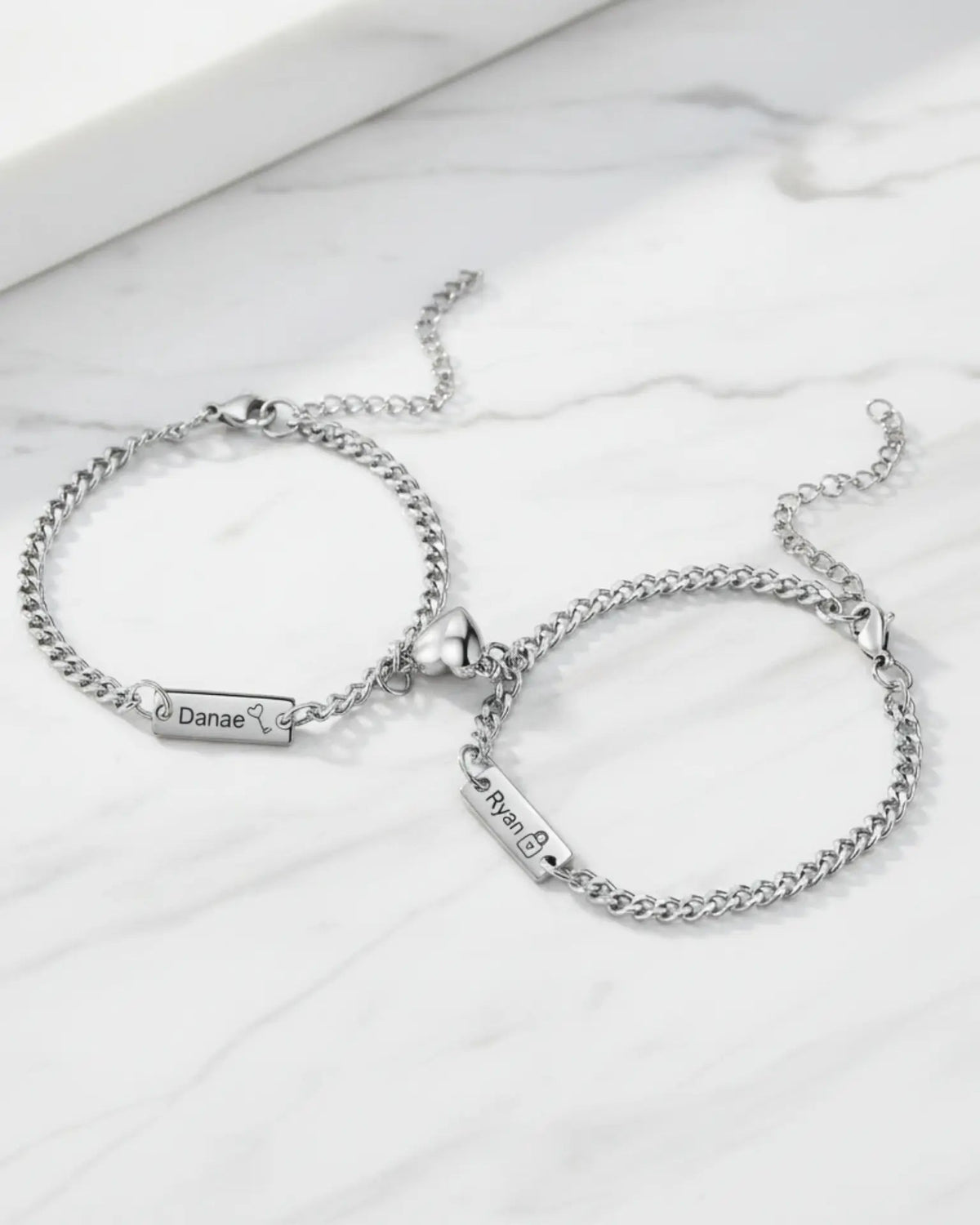 Personalised Magnetic Lock & Key Couple Bracelets IfShe UK