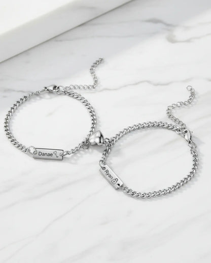 Personalised Magnetic Lock & Key Couple Bracelets IfShe UK