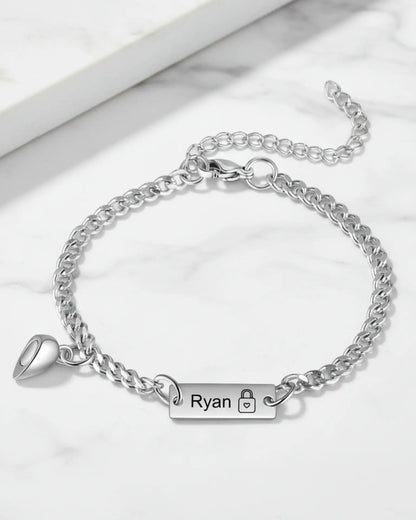 Personalised Magnetic Lock & Key Couple Bracelets IfShe UK