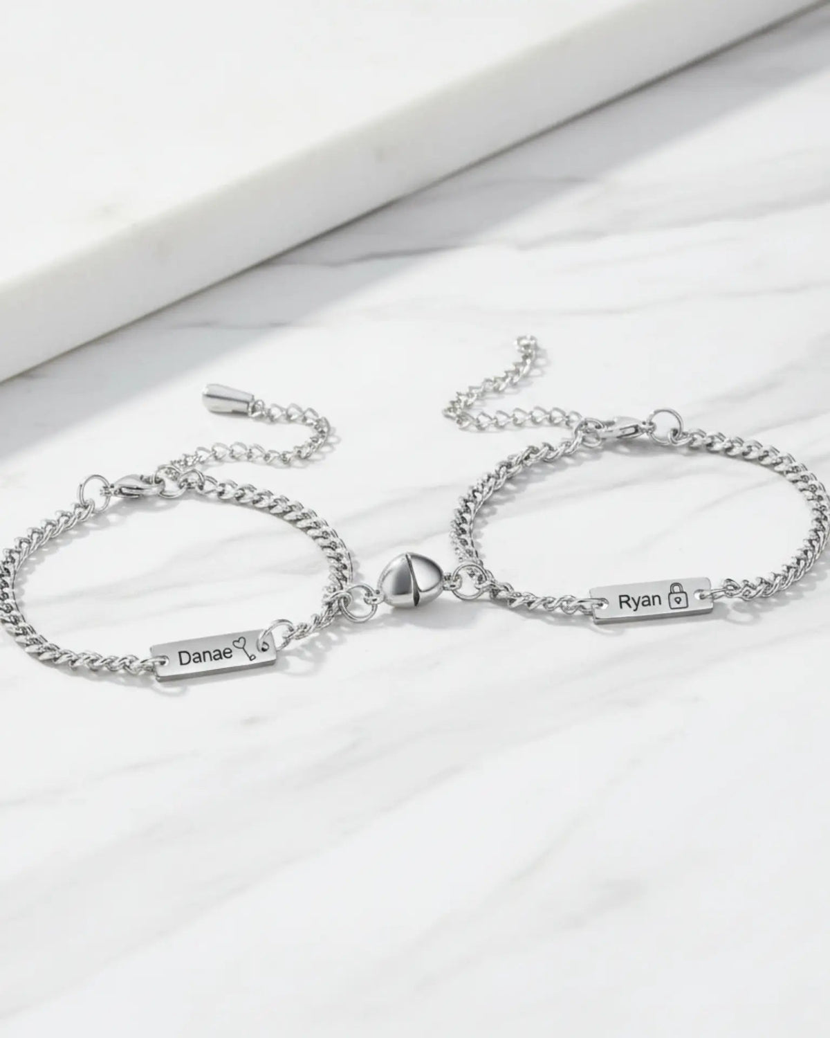 Personalised Magnetic Lock & Key Couple Bracelets IfShe UK