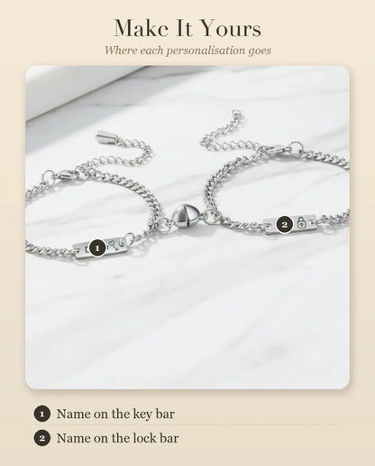 Magnetic Lock and Key Matching Bracelets for Couples – personalisation guide