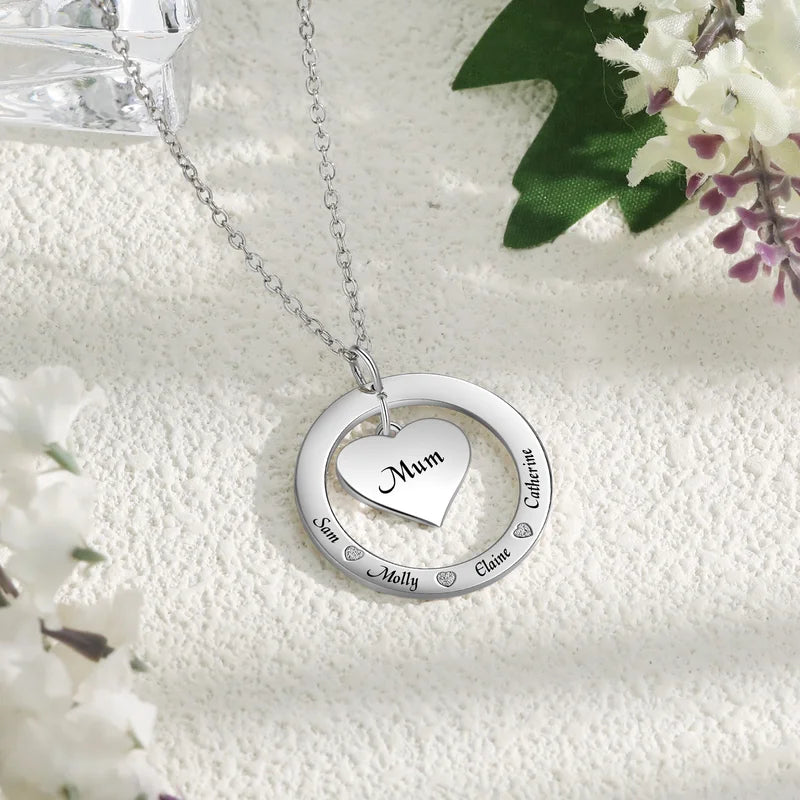 Personalised Mum Necklace | Engraved Names Personalised Necklace for Mum