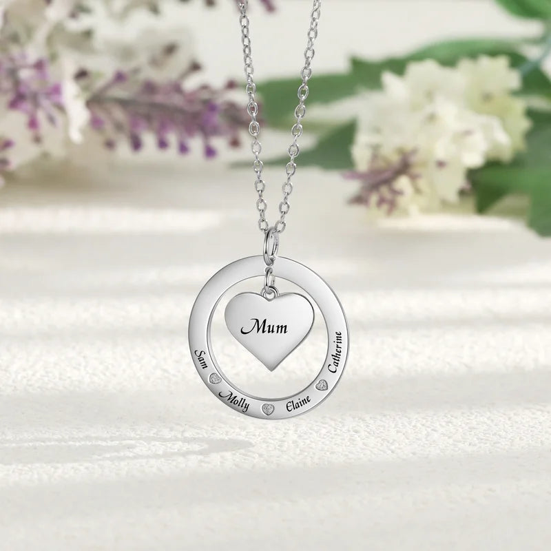 Personalised Mum Necklace | Engraved Names Personalised Necklace for Mum