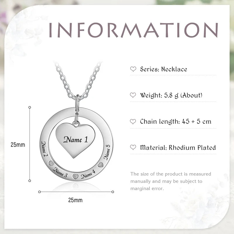 Personalised Mum Necklace | Engraved Names Personalised Necklace for Mum