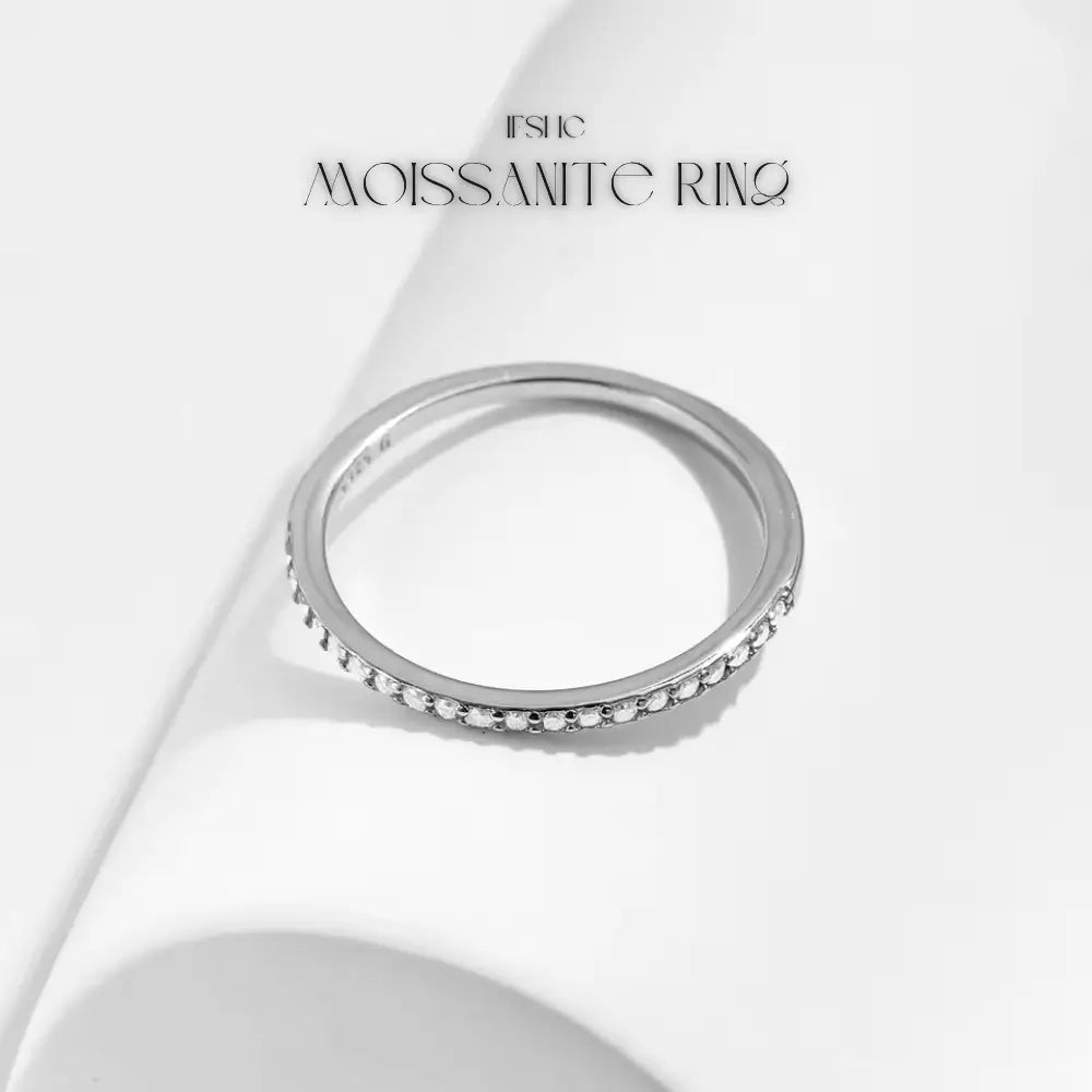 Eternity Moissanite Ring, 925 Sterling Silver Ring