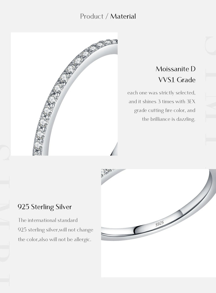 Eternity Moissanite Ring, 925 Sterling Silver Ring