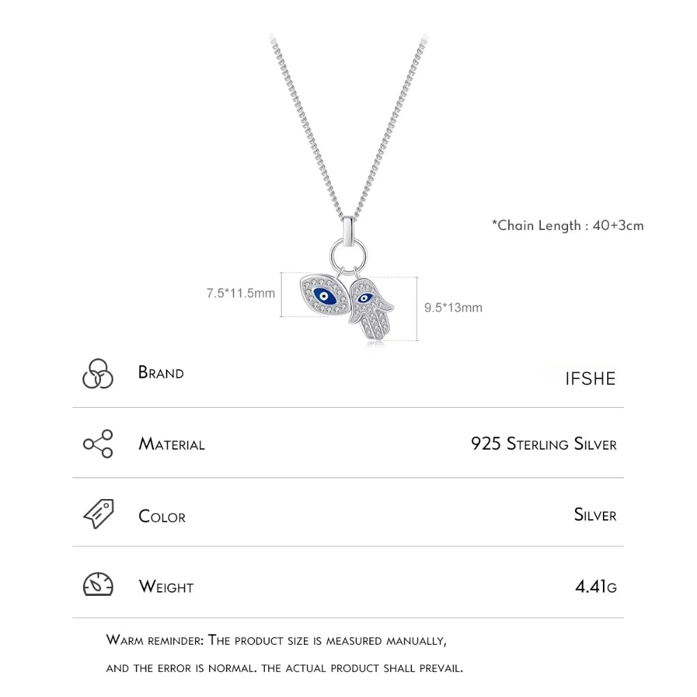 Evil Eye and Hamsa Hand Necklace Sterling Silver - Evil Eye and Hamsa Hand Choker Necklace