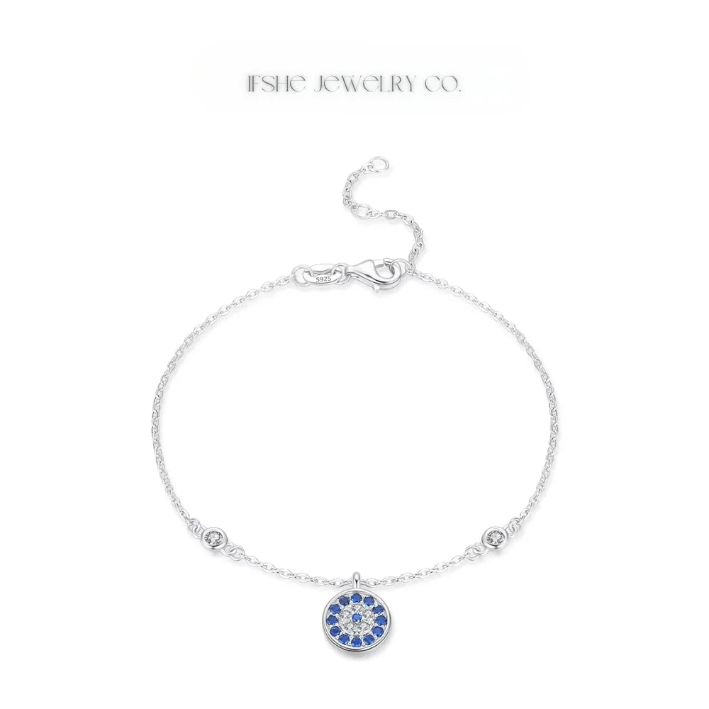 Sterling Silver Evil Eye Bracelet - Turkish Eye Bracelet - Evil Eye Charm Bracelet