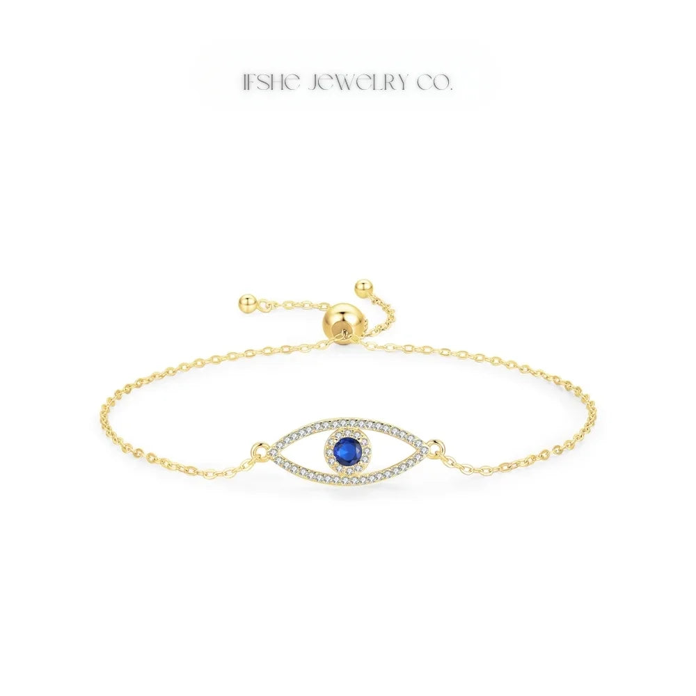 Sterling Silver Evil Eye Bracelet - Turkish Eye Bracelet - Evil Eye Charm Bracelet