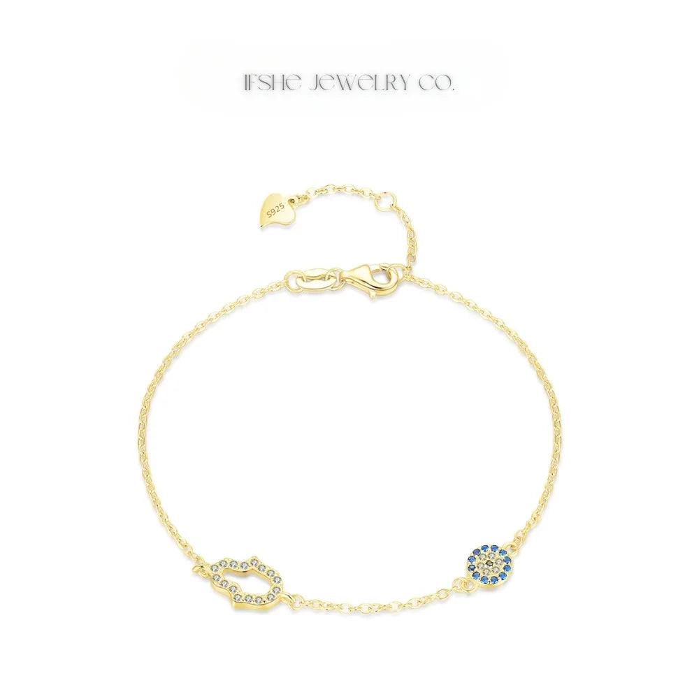 Sterling Silver Evil Eye Bracelet - Turkish Eye Bracelet - Evil Eye Charm Bracelet